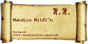 Mandics Milán névjegykártya