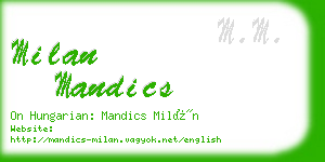 milan mandics business card